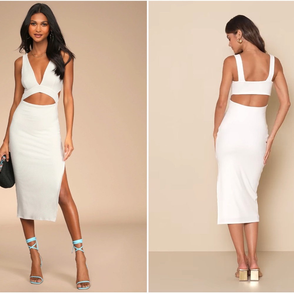 Lulu's White Backless Cutout Dress
